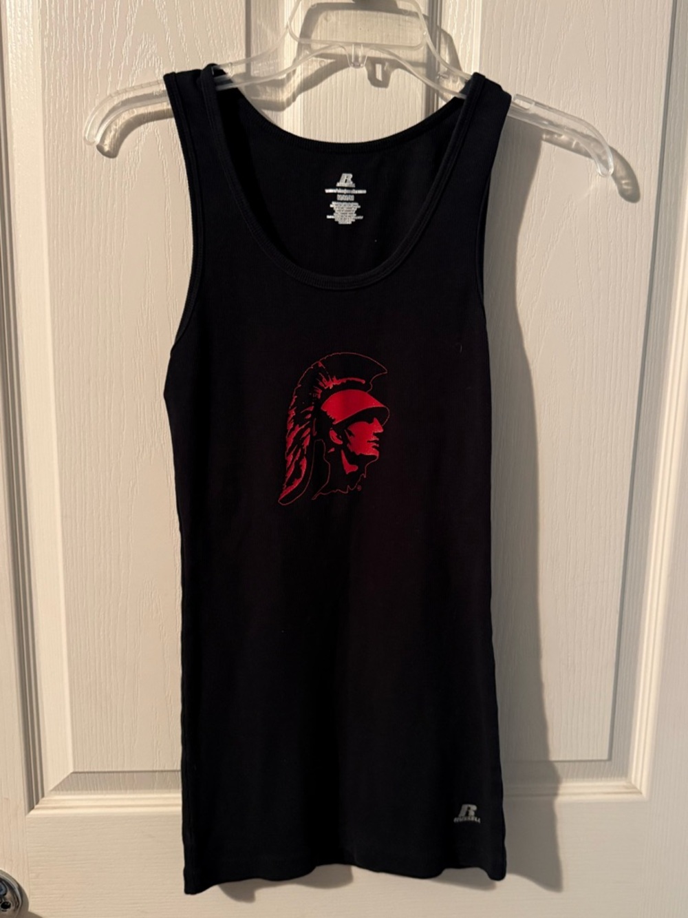 USC Russell Athletic Black Tank with Red Graphic Accent
